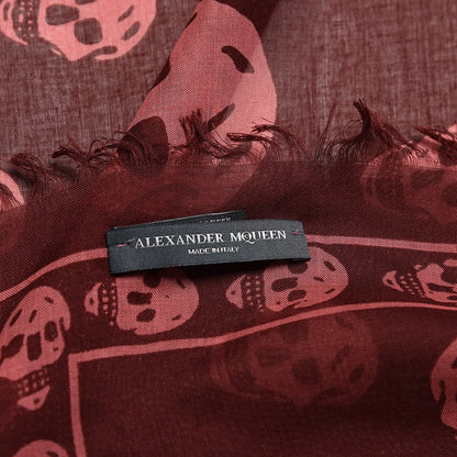 Alexander McQueen Silk Chiffon Skull Scarf Bordeaux 6 of 7