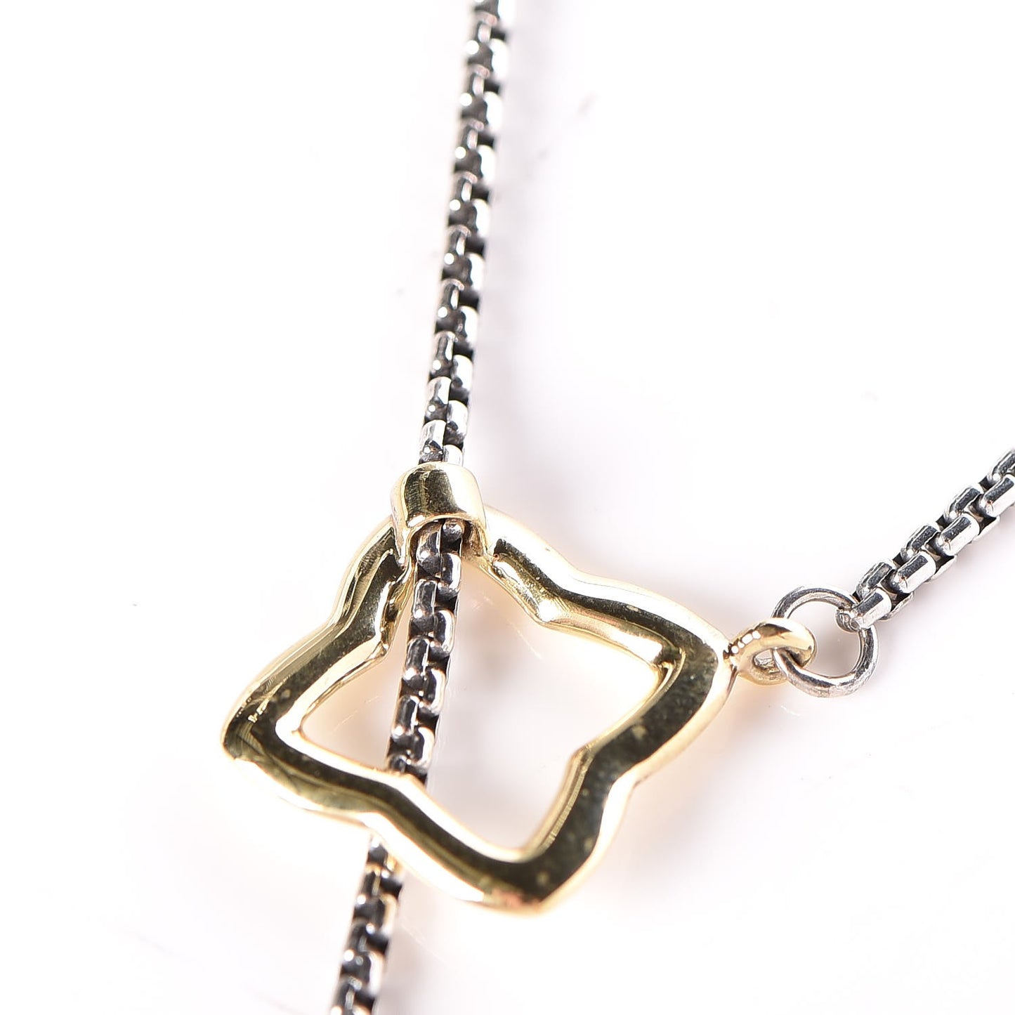 Sterling Silver 18K Yellow Gold Pearl Quatrefoil Lariat Necklace