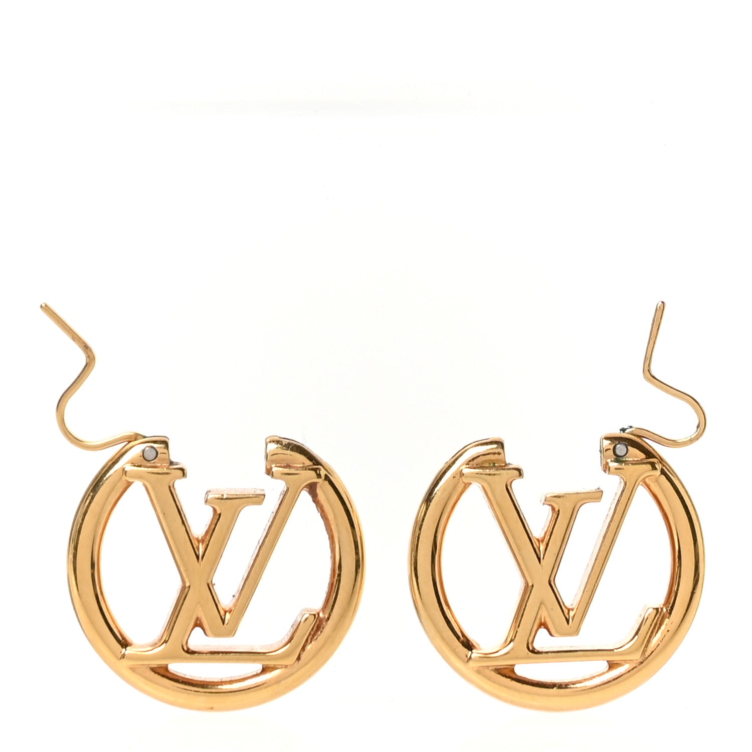 Louis Vuitton Metal Small Louise Hoop Earrings Gold 3 of 4
