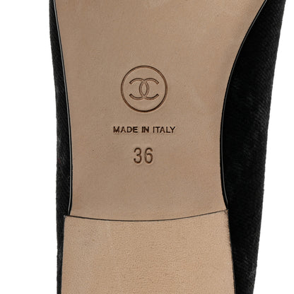 Chanel Printed Denim CC Cap Toe Ballerina Flats 36 Black White 8 of 9