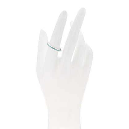 Tiffany Sterling Silver Enamel Thin Band Ring 56 7.5 Blue 2 of 4