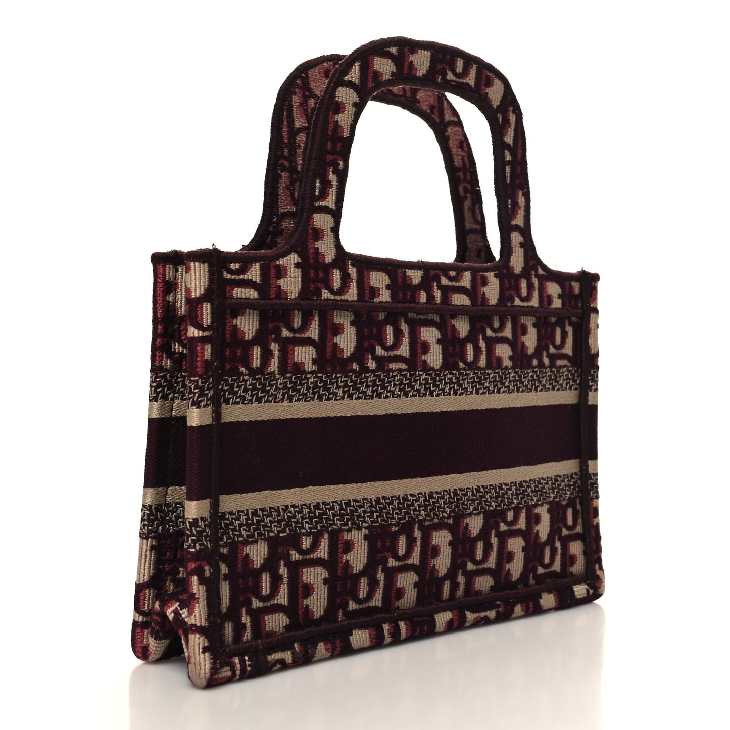 Oblique Mini Book Tote Burgundy Multicolor