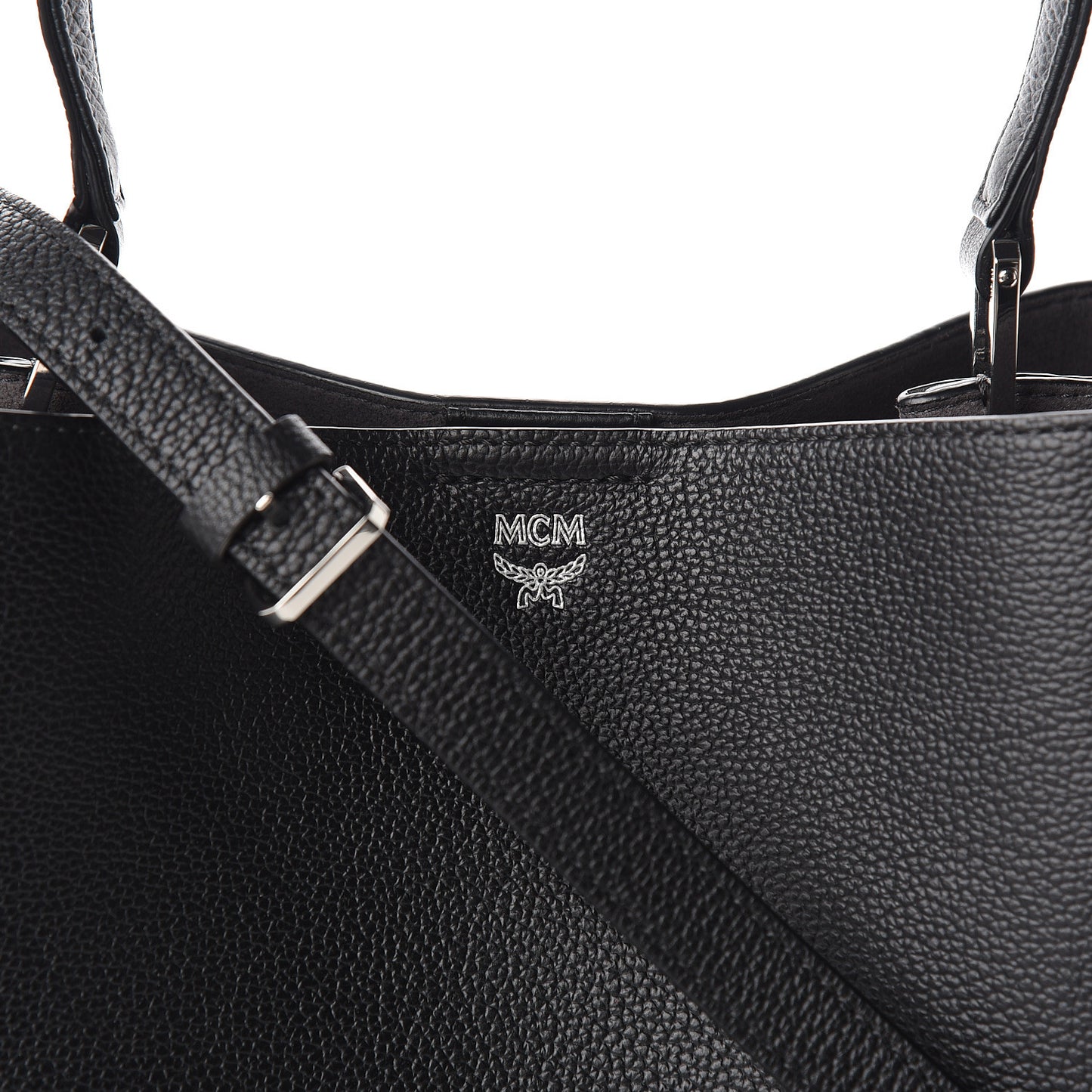 Grained Calfskin Visetos Medium Sarah Hobo Black