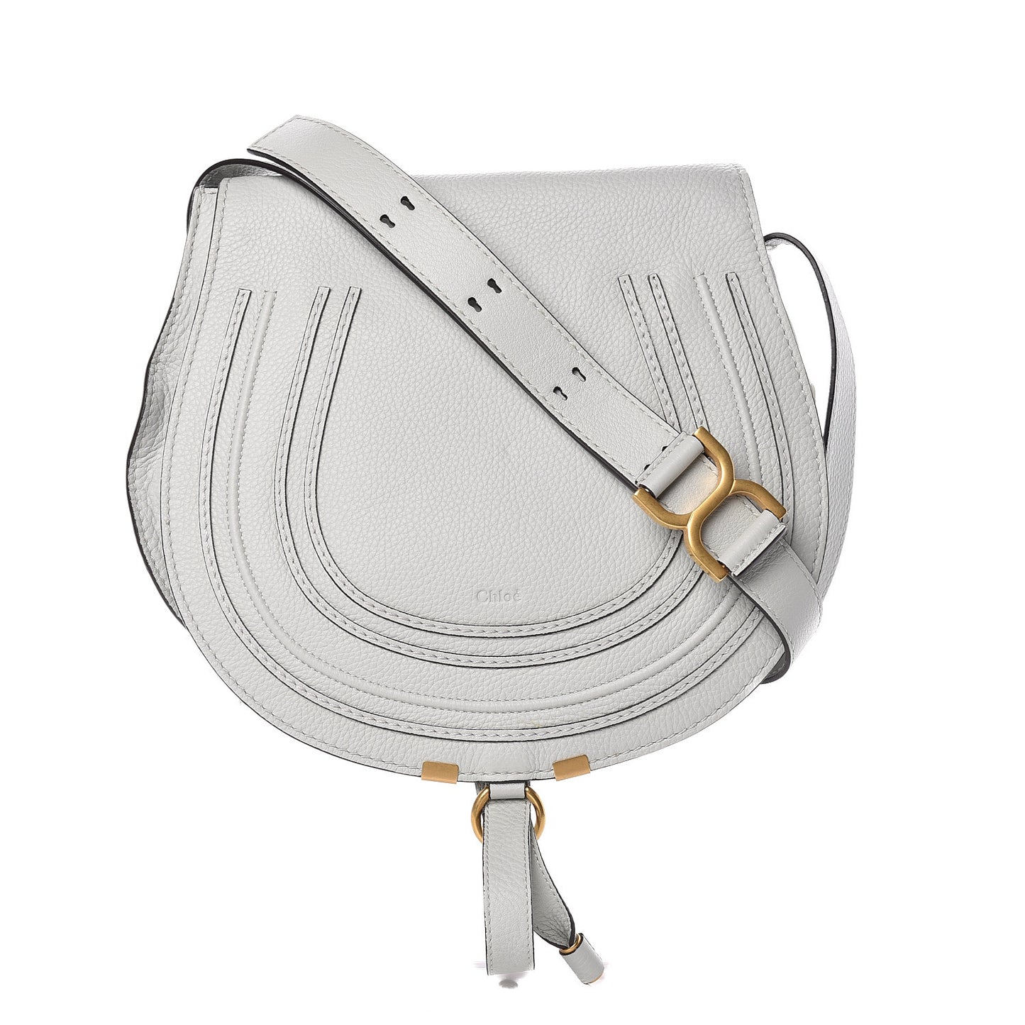 Grained Calfskin Medium Marcie Saddle Bag Airy Grey