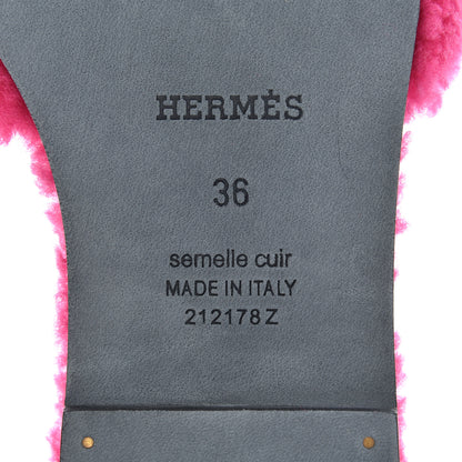 Hermes Woolskin Oran Sandals 36 Rose Fuchsia 6 of 7
