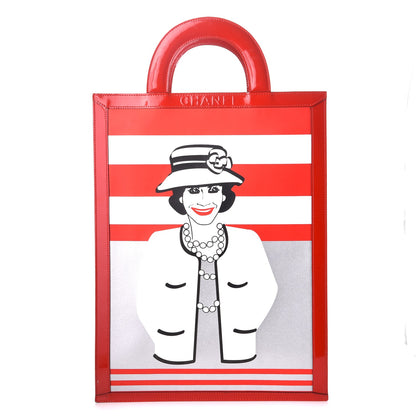 Chanel Patent Printed Shopping Tote Red 1 of 7