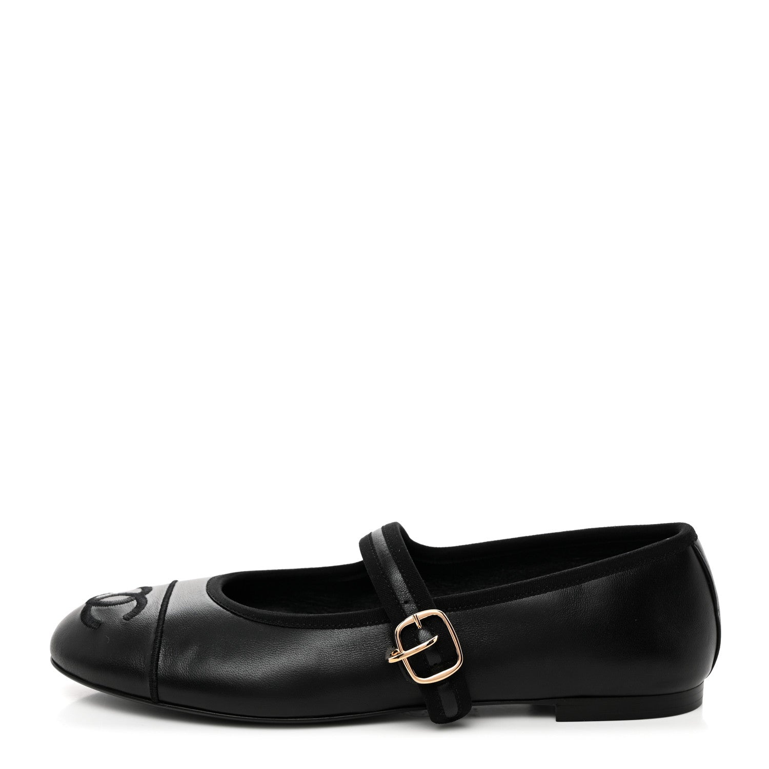 Chanel Lambskin Mary Jane Flats 37.5 Black 1 of 9