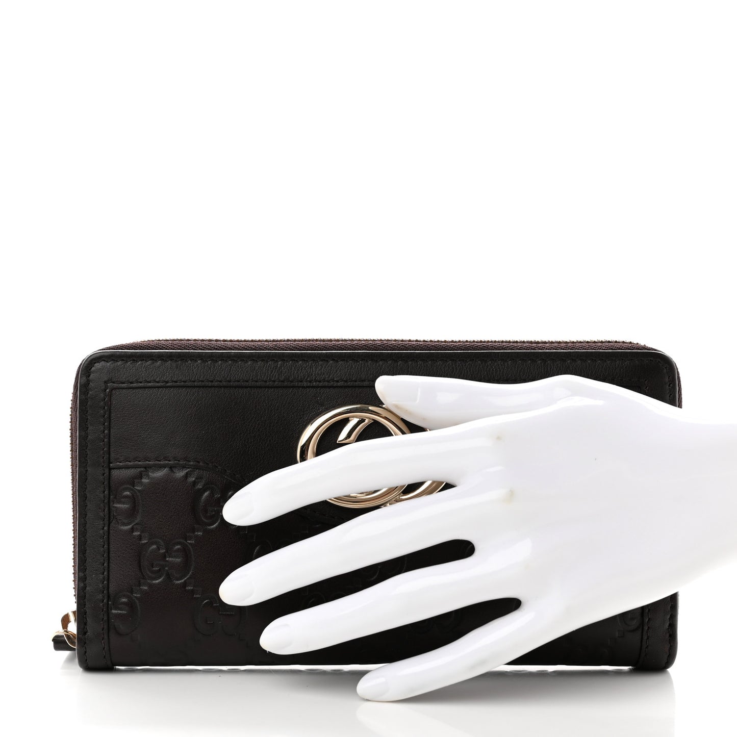 Guccissima Sukey Zip Around Wallet Dark Brown