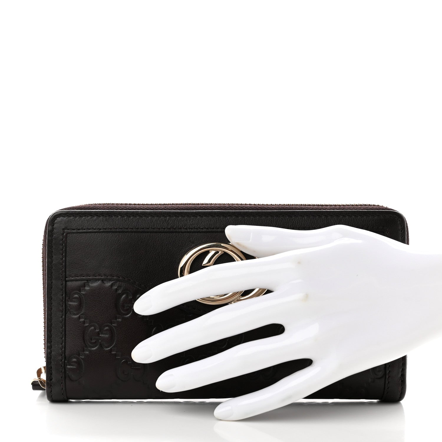 Gucci Guccissima Sukey Zip Around Wallet Dark Brown 2 of 7