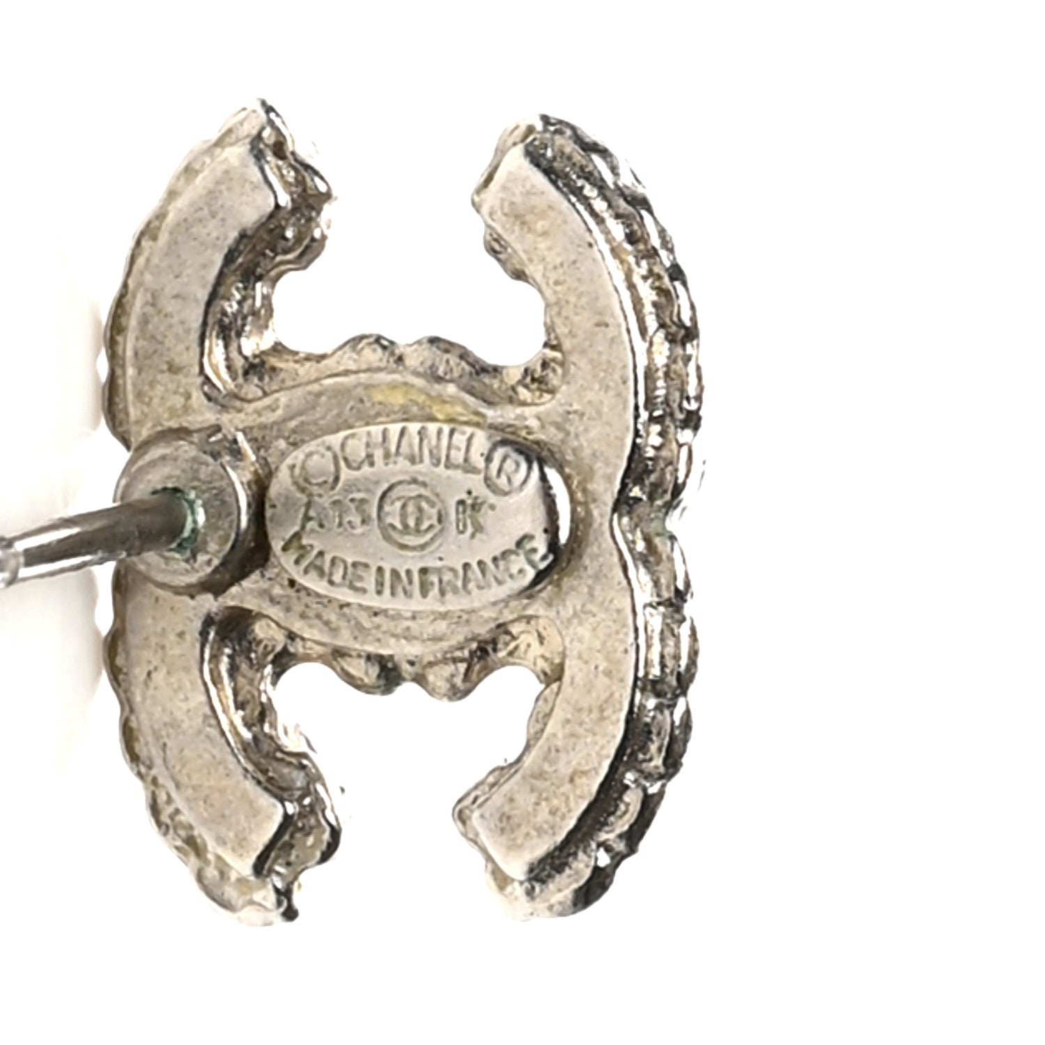 Chanel Crystal CC Earrings Silver 4 of 4