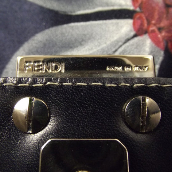 Fendi Satin Floral Baguette Navy 11 of 11