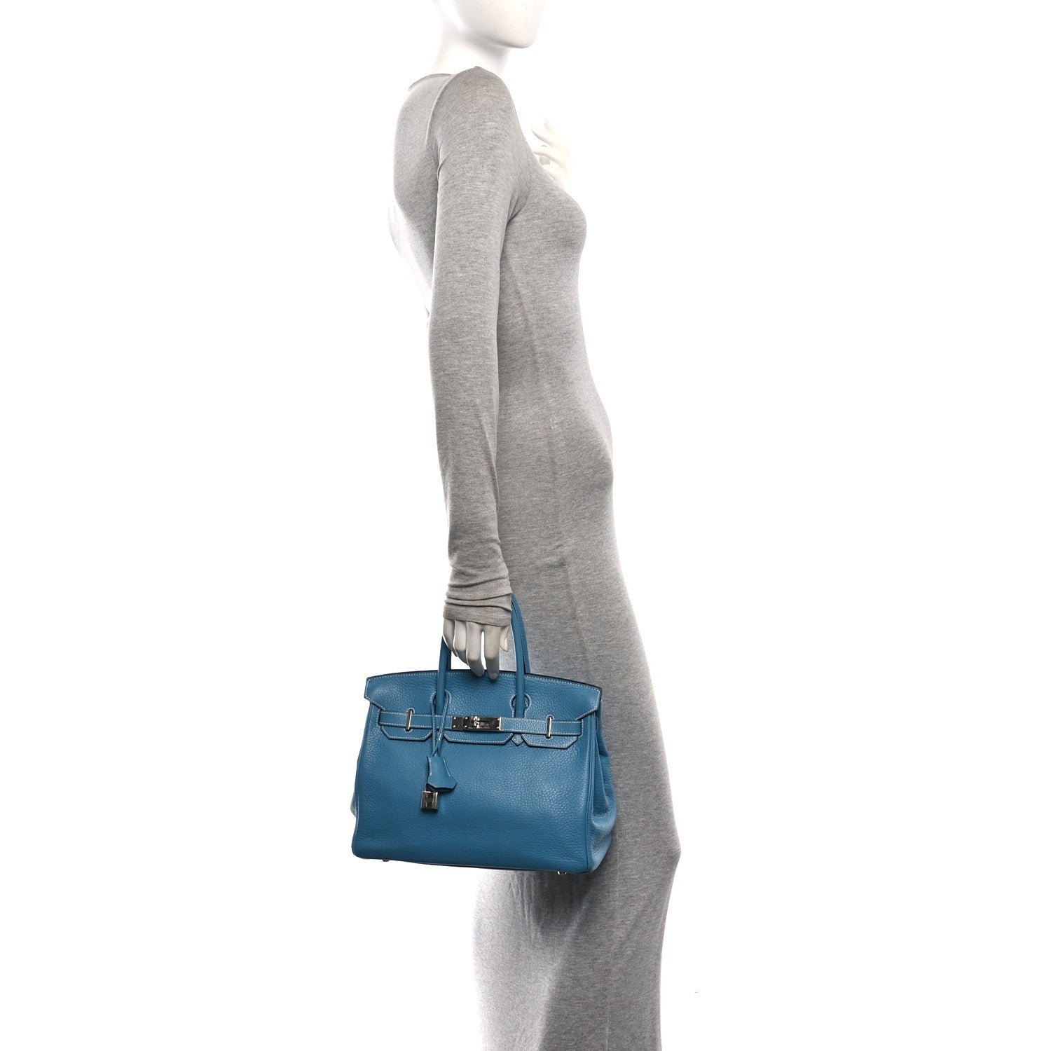 Hermes Taurillon Clemence Birkin 30 Blue Jean 2 of 11