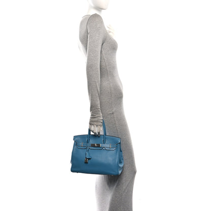Hermes Taurillon Clemence Birkin 30 Blue Jean 2 of 11