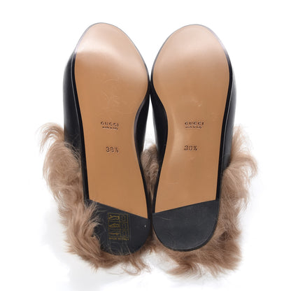 Gucci Calfskin Fur Womens Princetown Slippers 38.5 Black 5 of 7