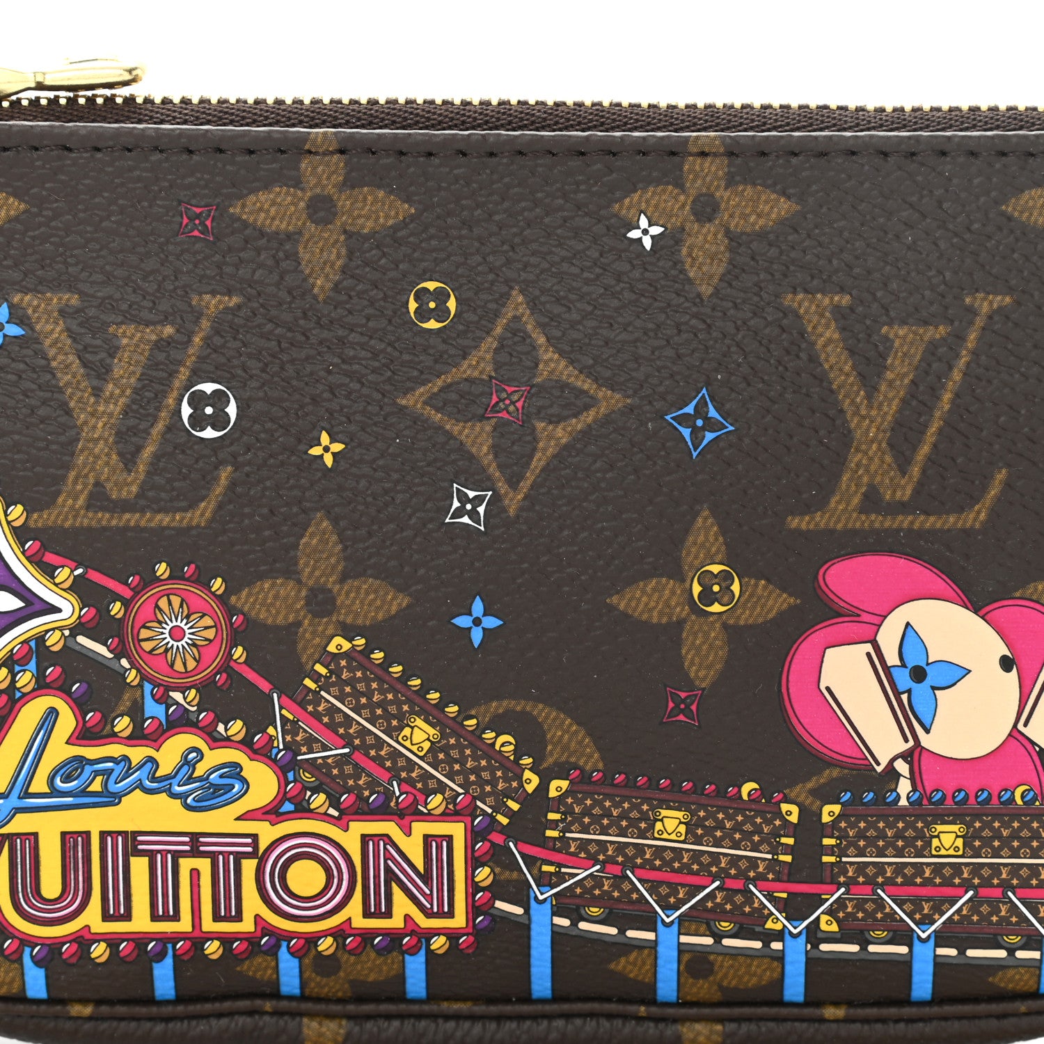 Louis Vuitton Monogram 2020 Christmas Animation Roller Coaster Mini Pochette Accessories Pivoine 6 of 8