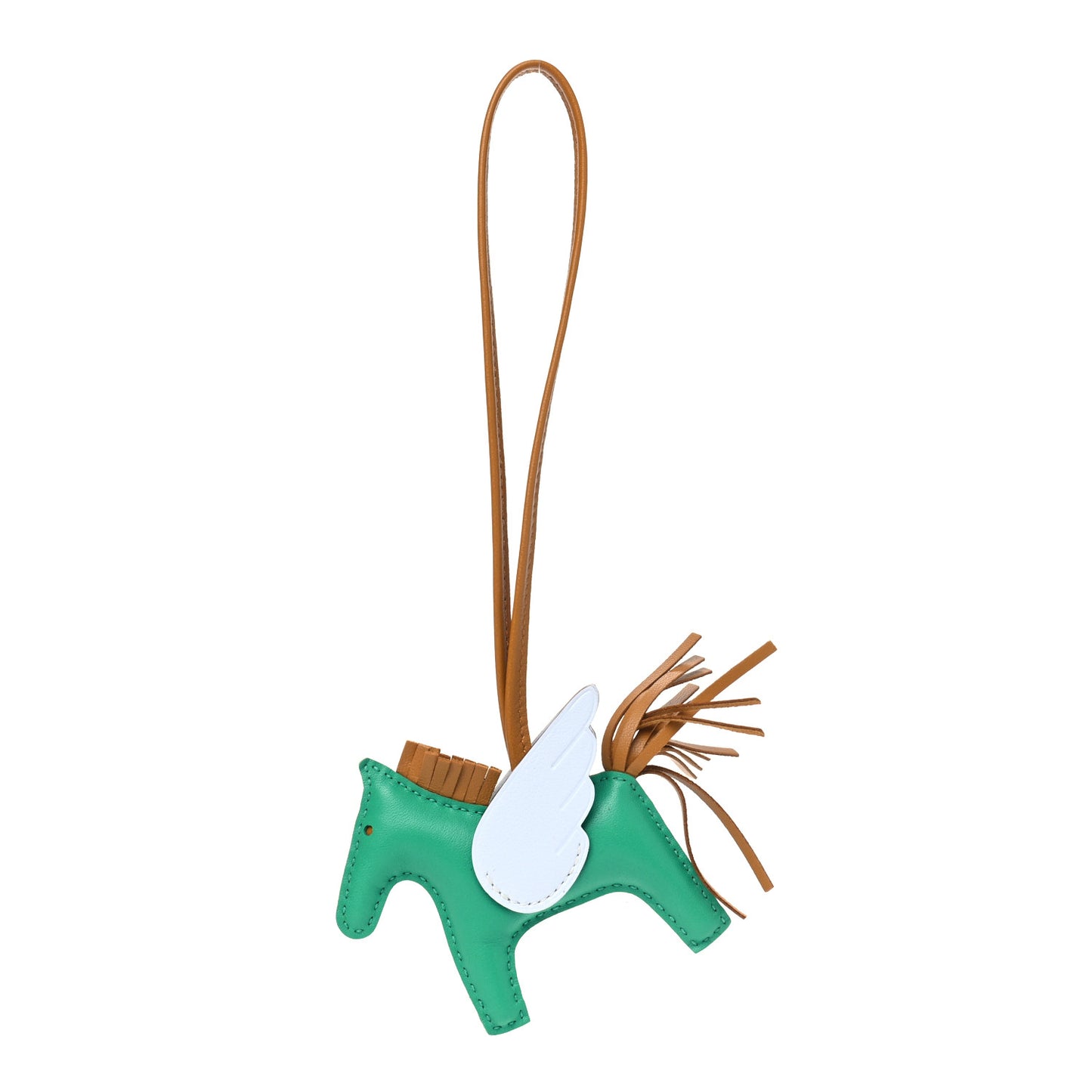 Milo Lambskin Grigri Rodeo Pegase Horse Bag Charm Menthe Sesame Bleu Brume