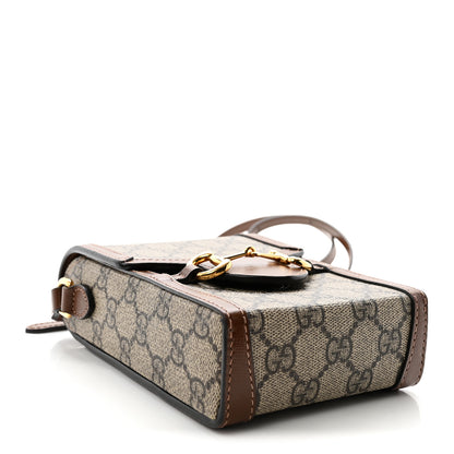 Gucci GG Supreme Monogram Mini Horsebit 1955 Crossbody Bag Beige Brown Sugar 4 of 10