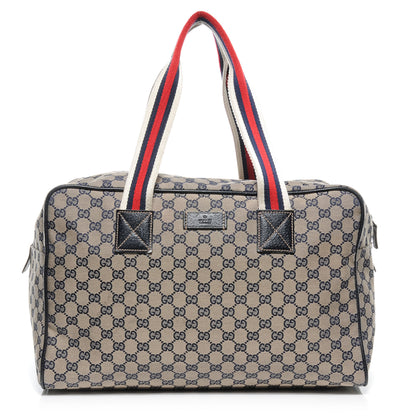 Gucci GG Monogram Web Medium Collapsable Carry On Duffle Navy 1 of 8