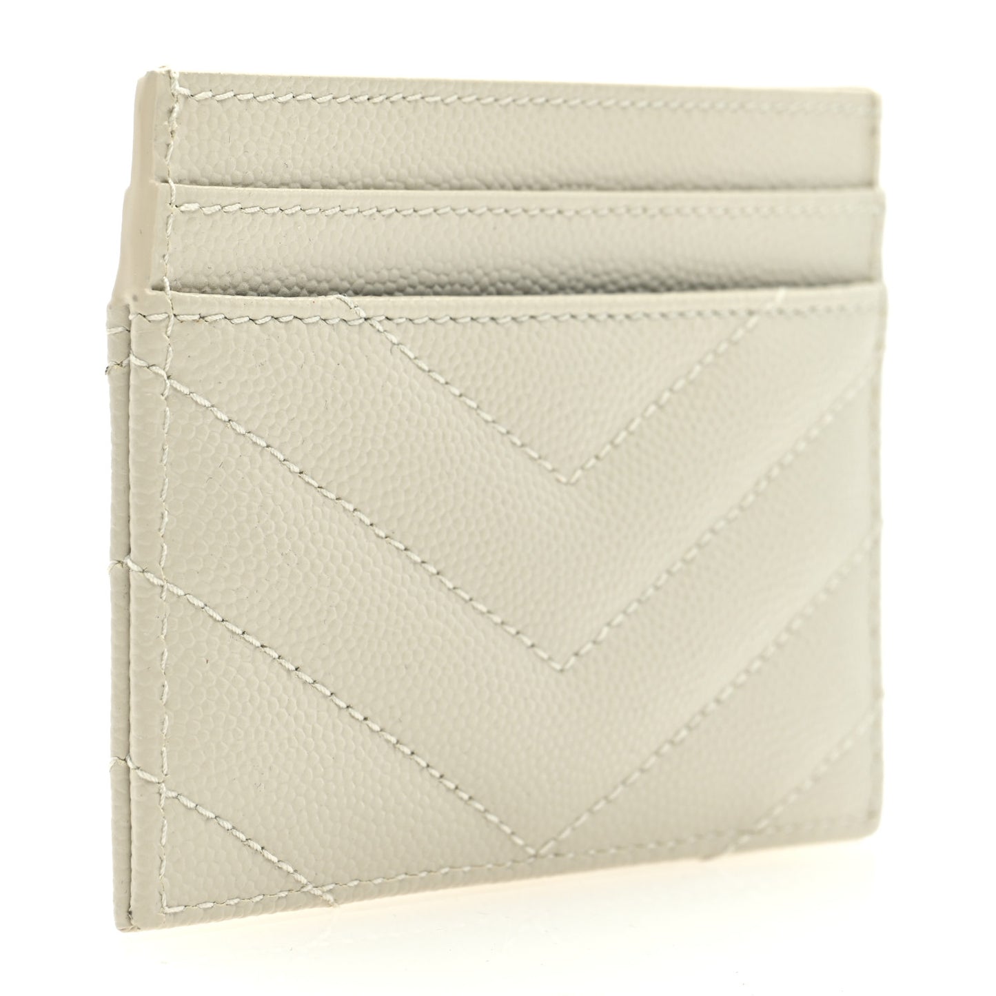 Grain De Poudre Matelasse Chevron Monogram Credit Card Case Crema Soft