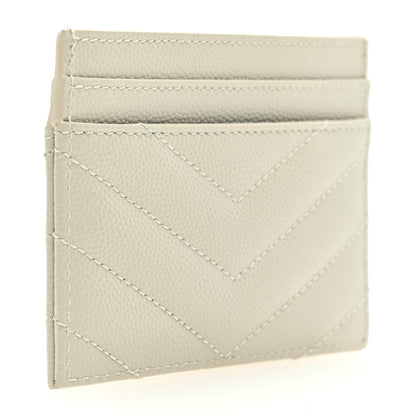 Saint Laurent Grain De Poudre Matelasse Chevron Monogram Credit Card Case Crema Soft 3 of 6