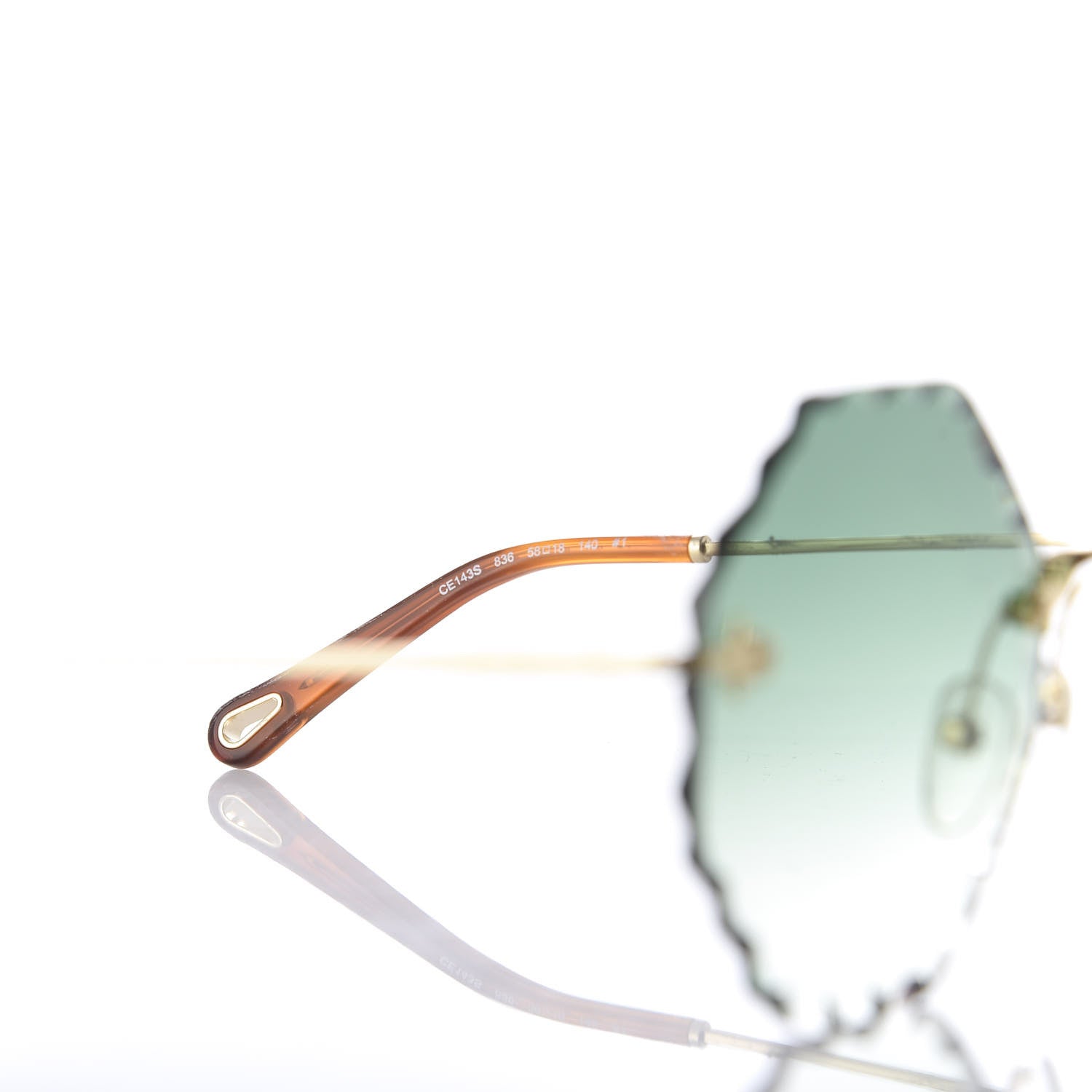 Chloe Rosie Bevelled Round Sunglasses CE143S Green 5 of 6
