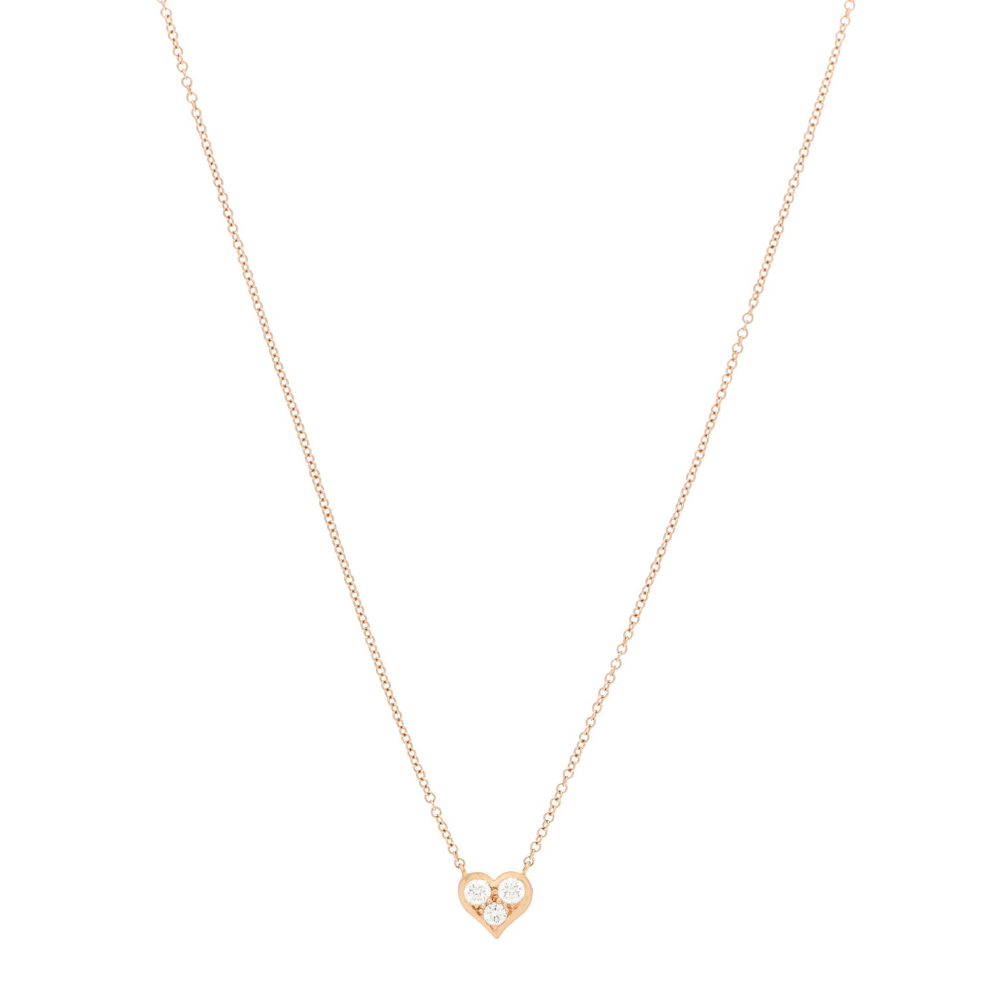 18K Rose Gold Diamond Heart Pendant Necklace
