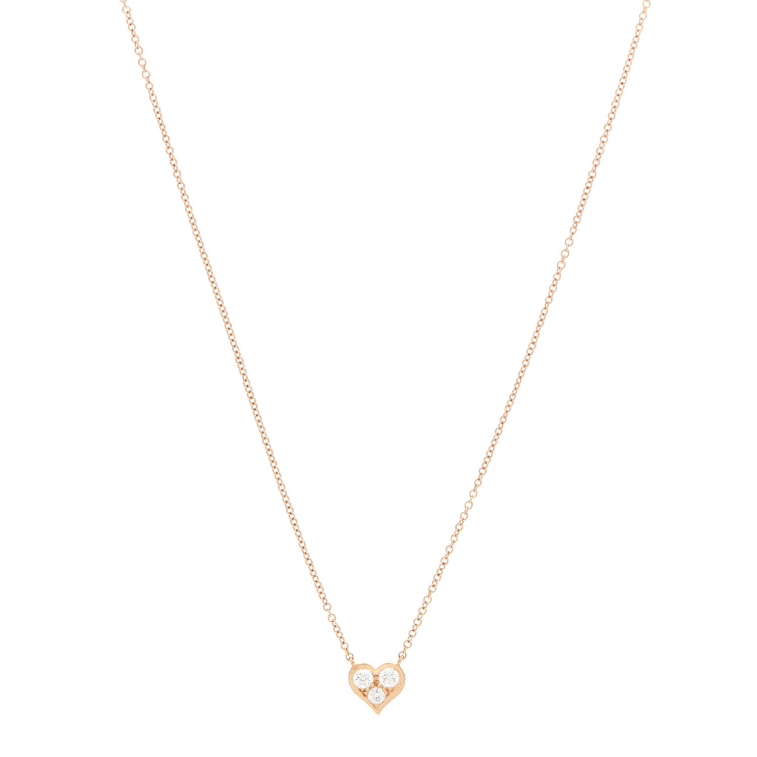 Tiffany 18K Rose Gold Diamond Heart Pendant Necklace 1 of 4