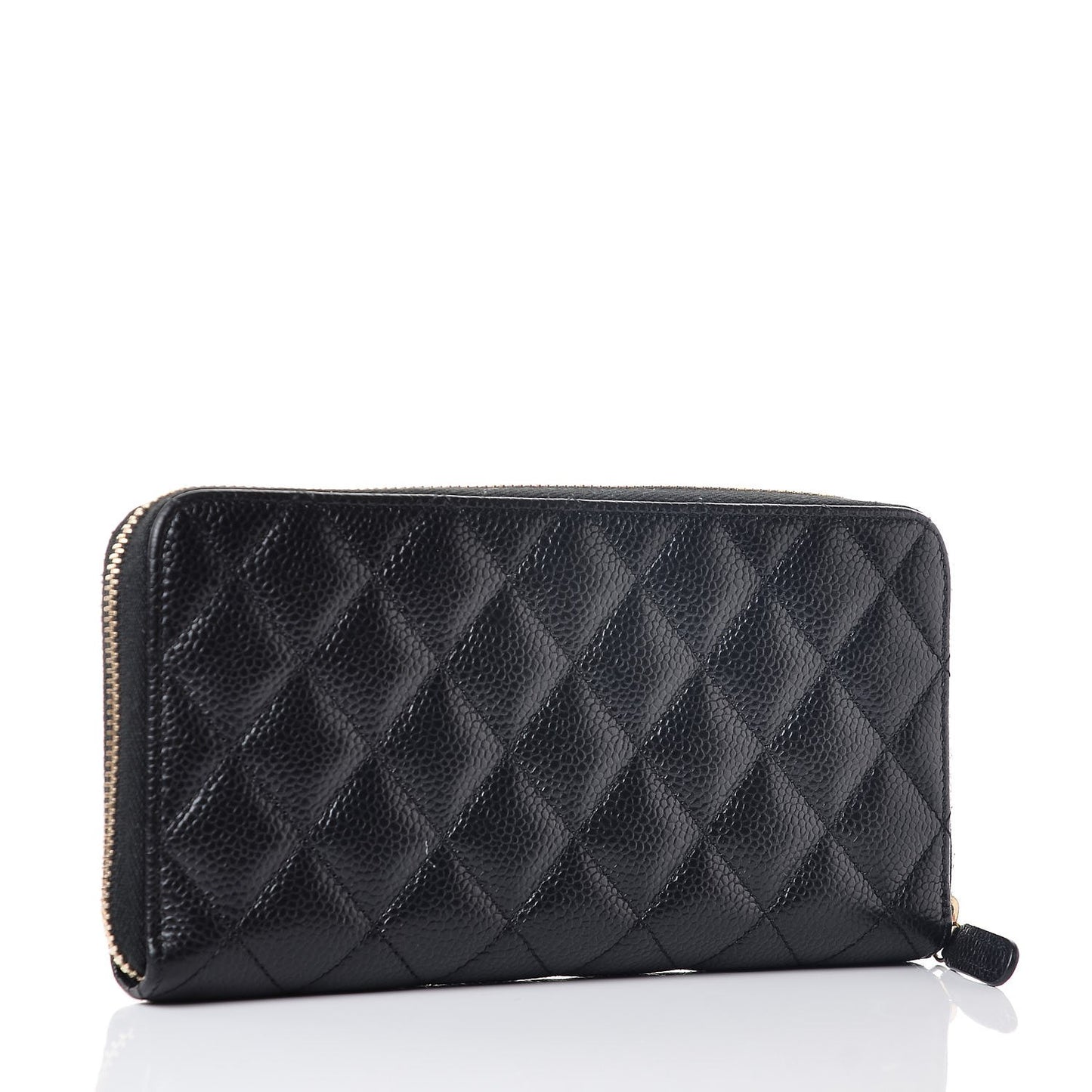 Caviar Quilted Large Gusset Zip Around Wallet Black