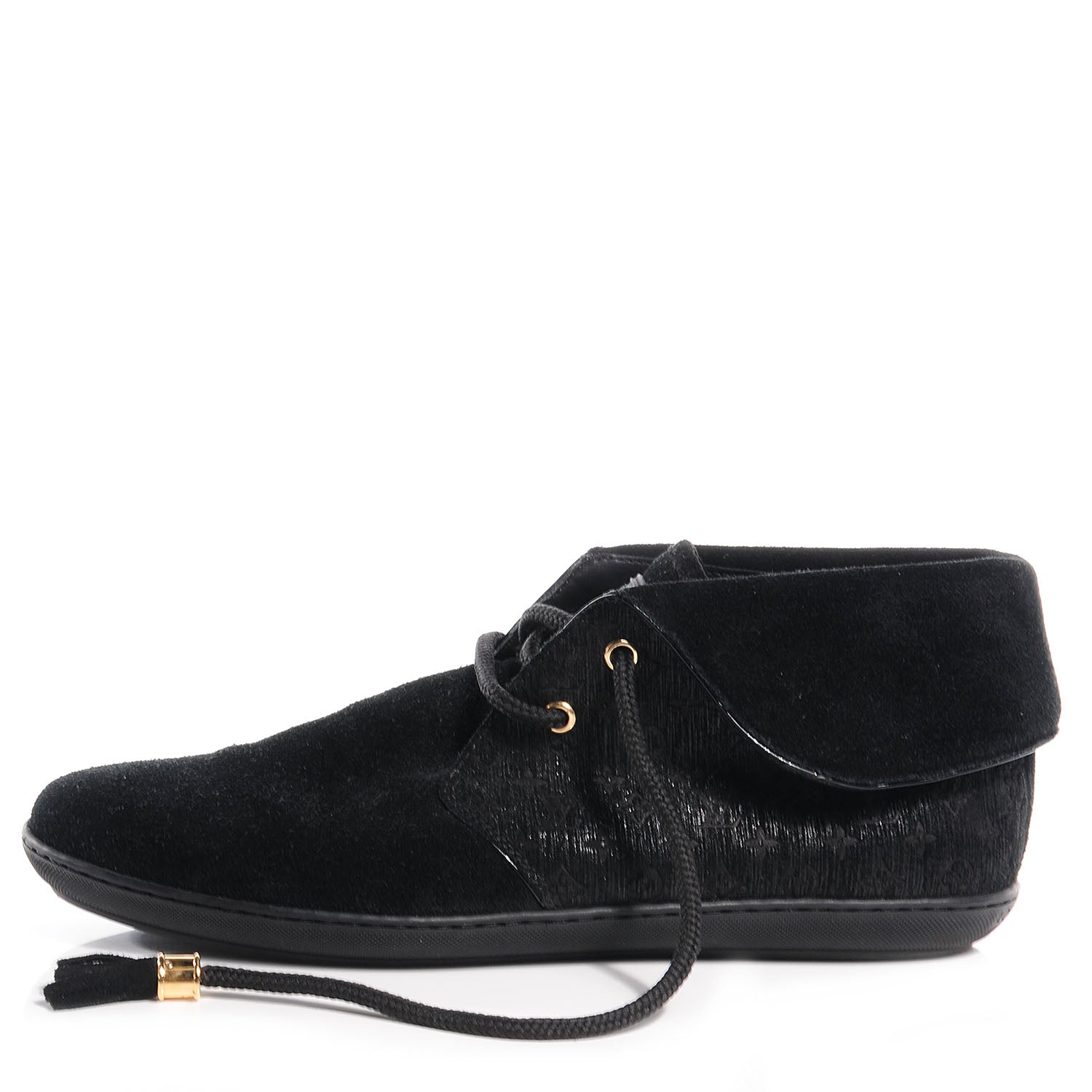 Louis Vuitton Suede Fold Over Sneakers 37 Black 1 of 8