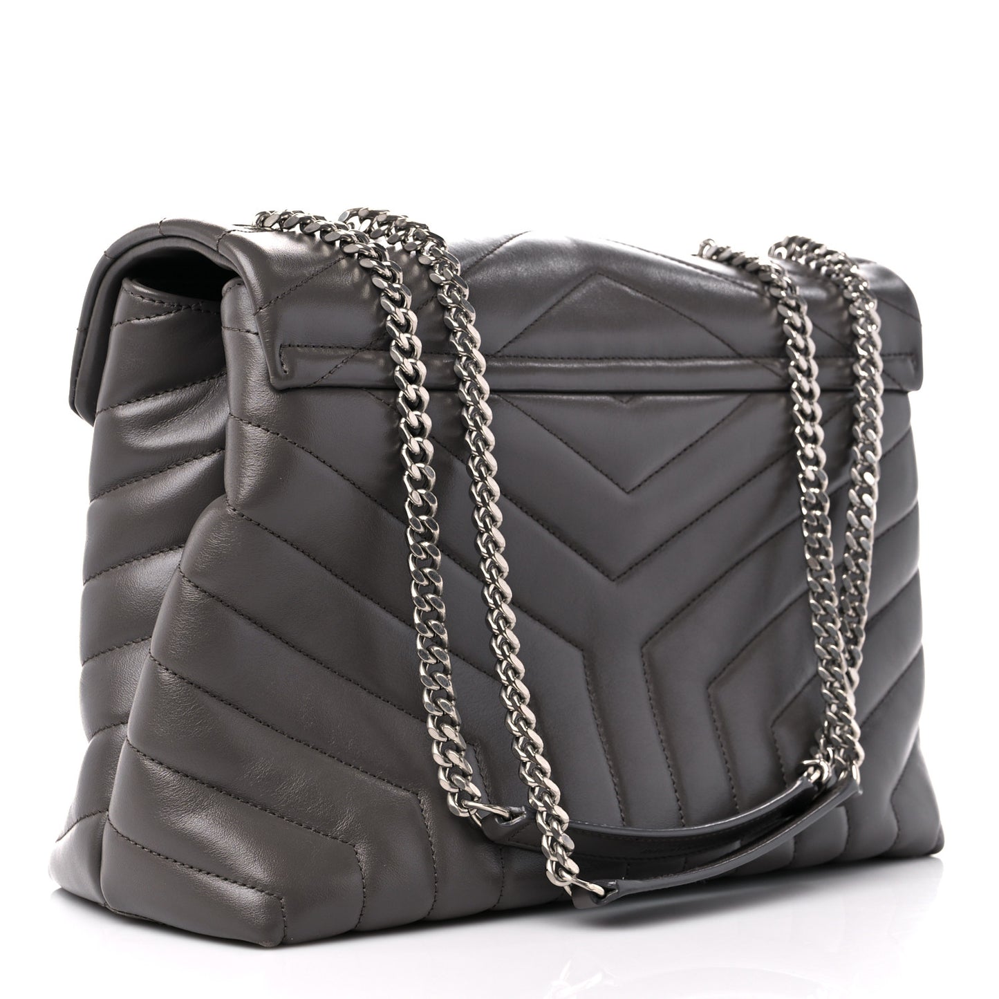 Calfskin Y Quilted Monogram Medium Loulou Chain Satchel Asphalt