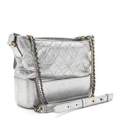 Chanel Metallic Aged Calfskin Quilted Medium Gabrielle Hobo Silver 3 of 16