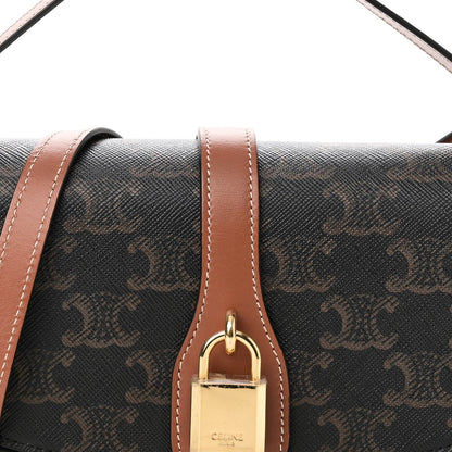 Celine Triomphe Canvas Calfskin Tabou Clutch on Strap Tan 7 of 9