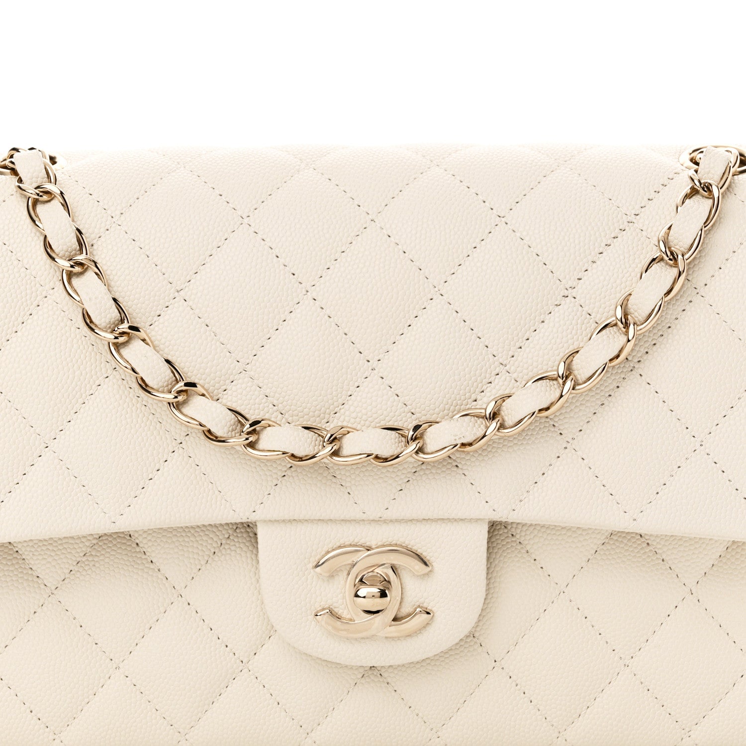Chanel Caviar Quilted Medium Double Flap White 8 of 11