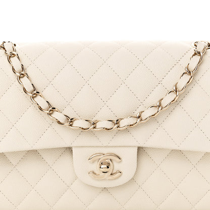Chanel Caviar Quilted Medium Double Flap White 8 of 11