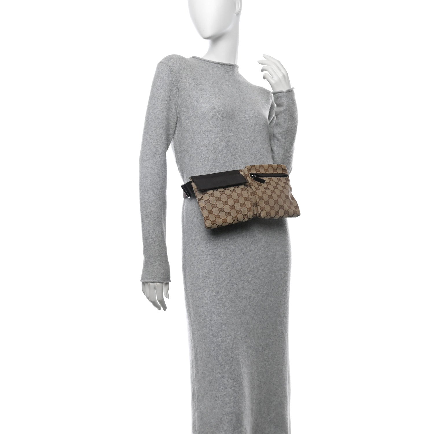 Gucci GG Monogram Double Pocket Belt Bag Dark Brown 2 of 10