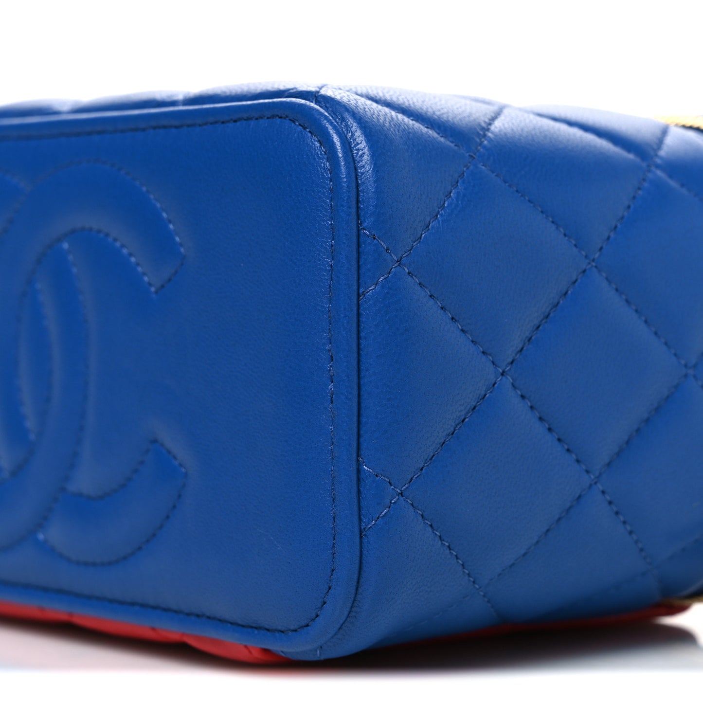 Lambskin Quilted Superman Top Handle Vanity Blue Red Yellow