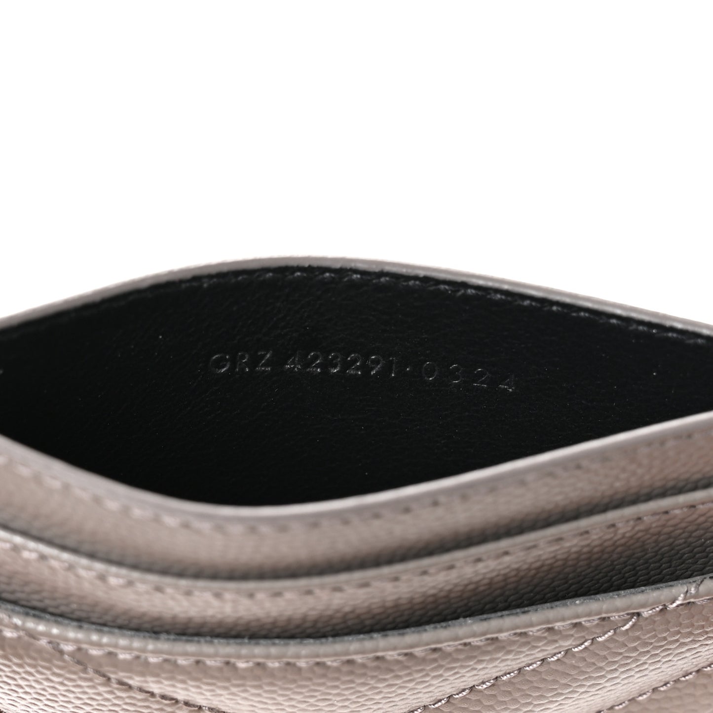 Grain De Poudre Matelasse Chevron Monogram Credit Card Case Earth