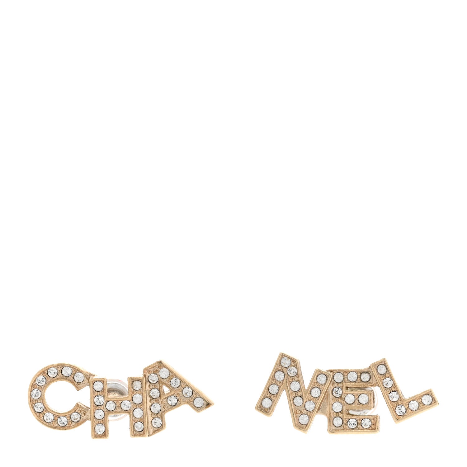 Chanel Crystal Pearl Signature Stud Earrings Gold 1 of 5