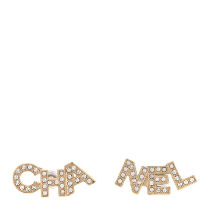 Chanel Crystal Pearl Signature Stud Earrings Gold 1 of 5