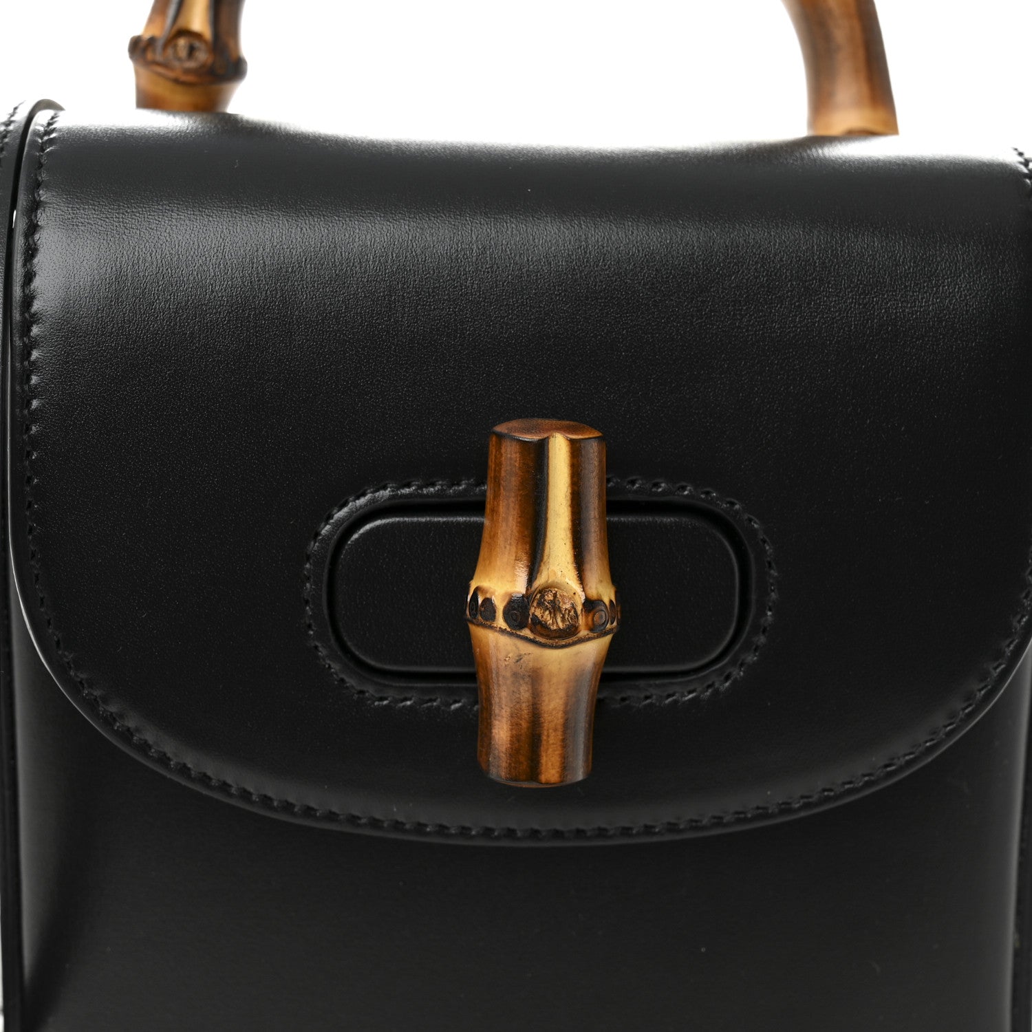 Gucci Calfskin Mini Bamboo Top Handle 3 Way Shoulder Bag  Black 7 of 11