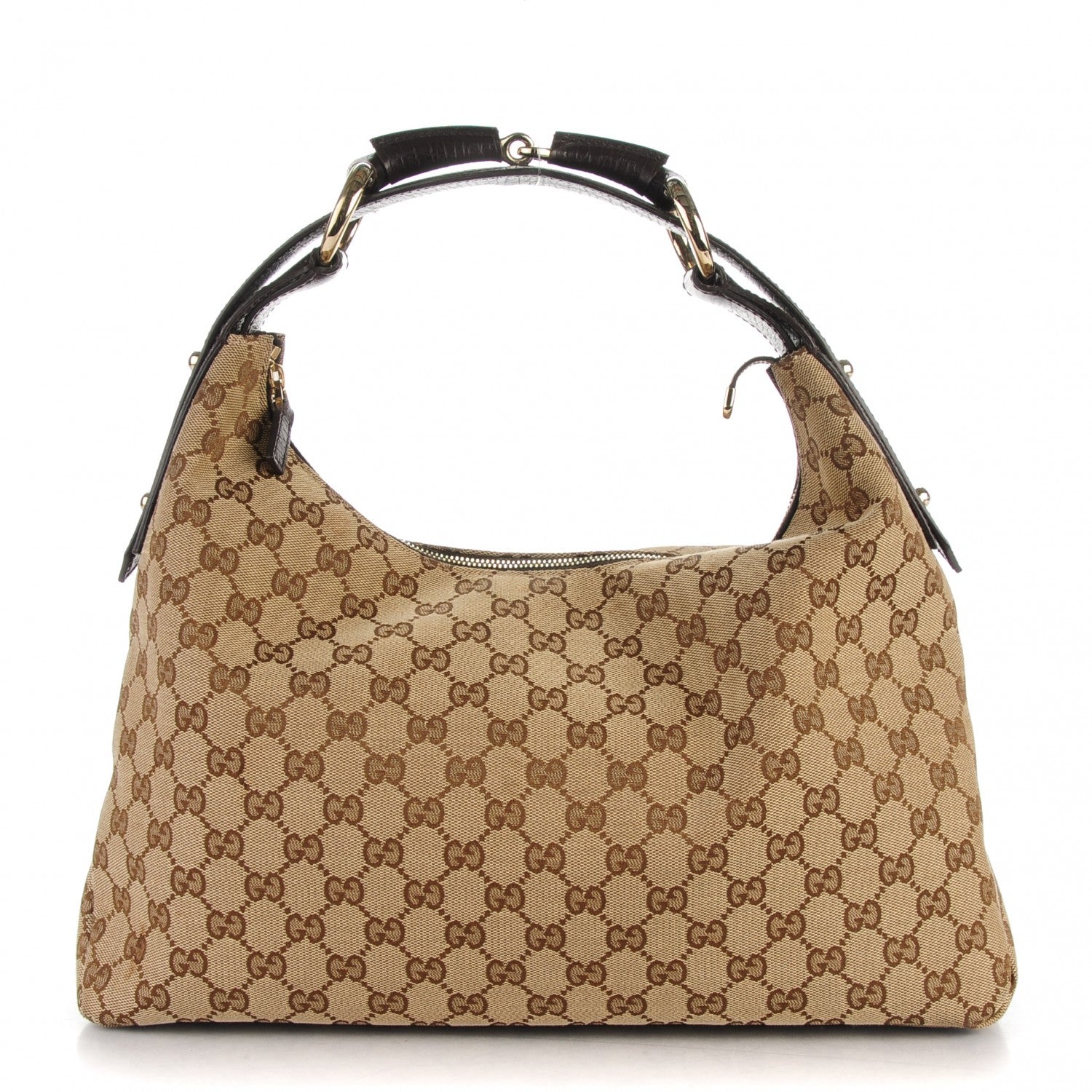 Gucci Monogram Medium Horsebit Chain Hobo Dark Brown 1 of 7