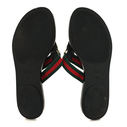 Gucci Nylon Guccissima Web Womens Thong Sandals 38 Green Red Black 5 of 8