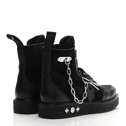 Louis Vuitton Suede Calfskin Mens Creeper Ankle Boots 9 Black 4 of 8