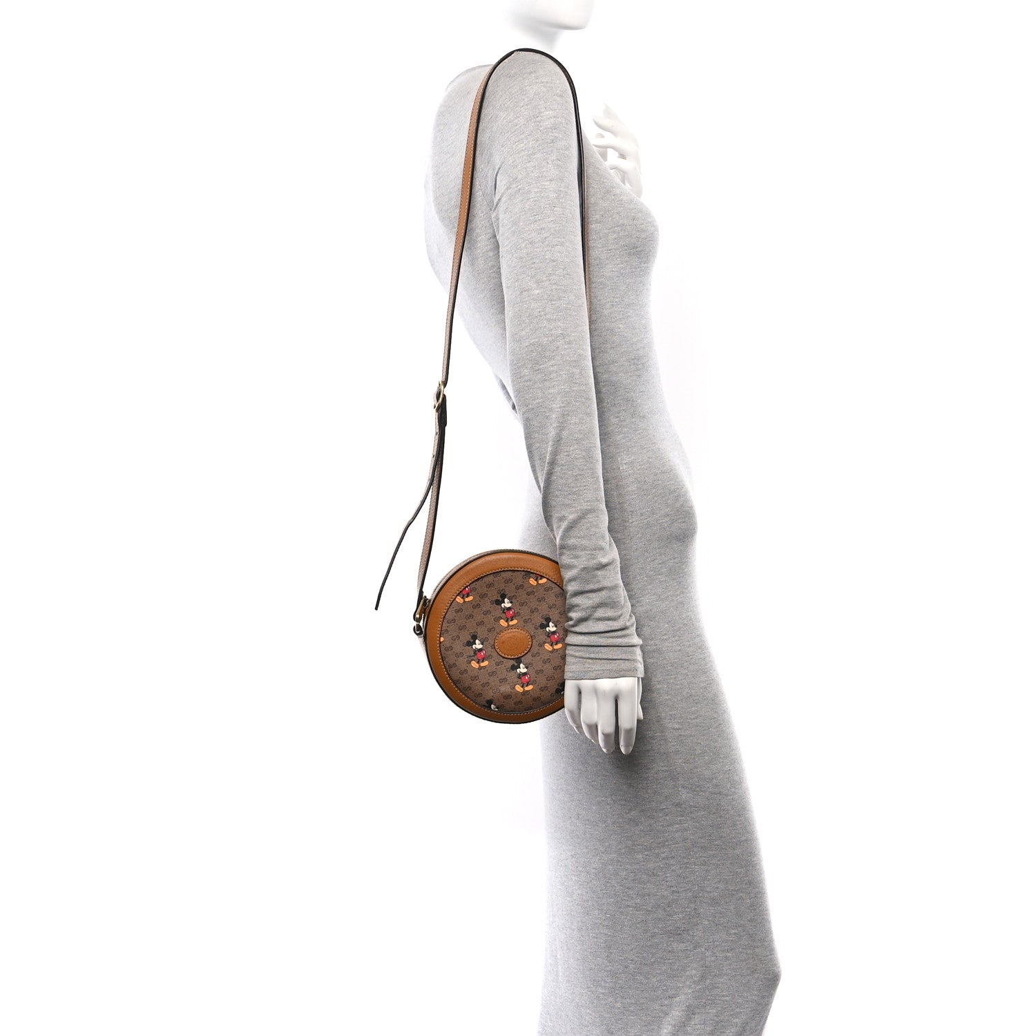 Gucci X DISNEY Mini Vintage GG Supreme Monogram Mickey Mouse Round Shoulder Bag Beige Vintage Sun Oil 2 of 12