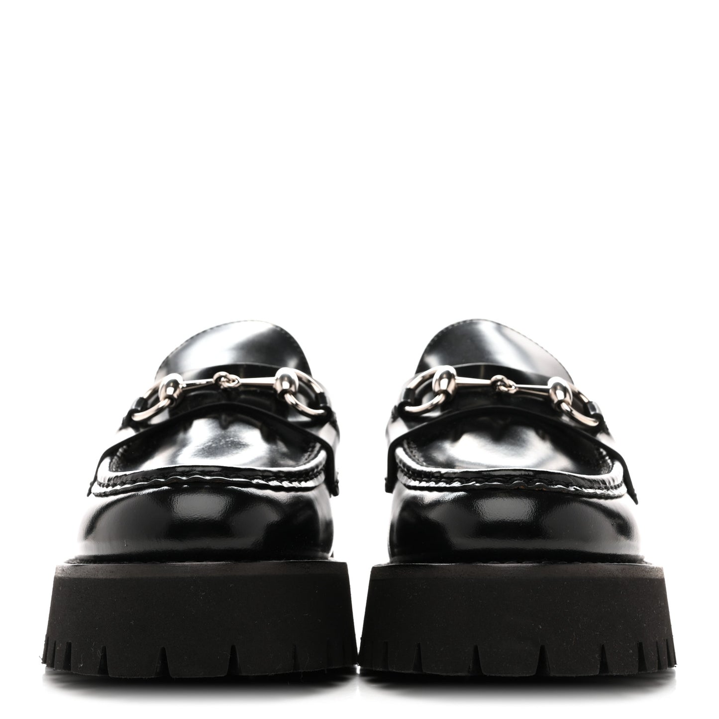 Cordovan Lux Womens Horsebit 45mm Platform Loafers 39.5 Black