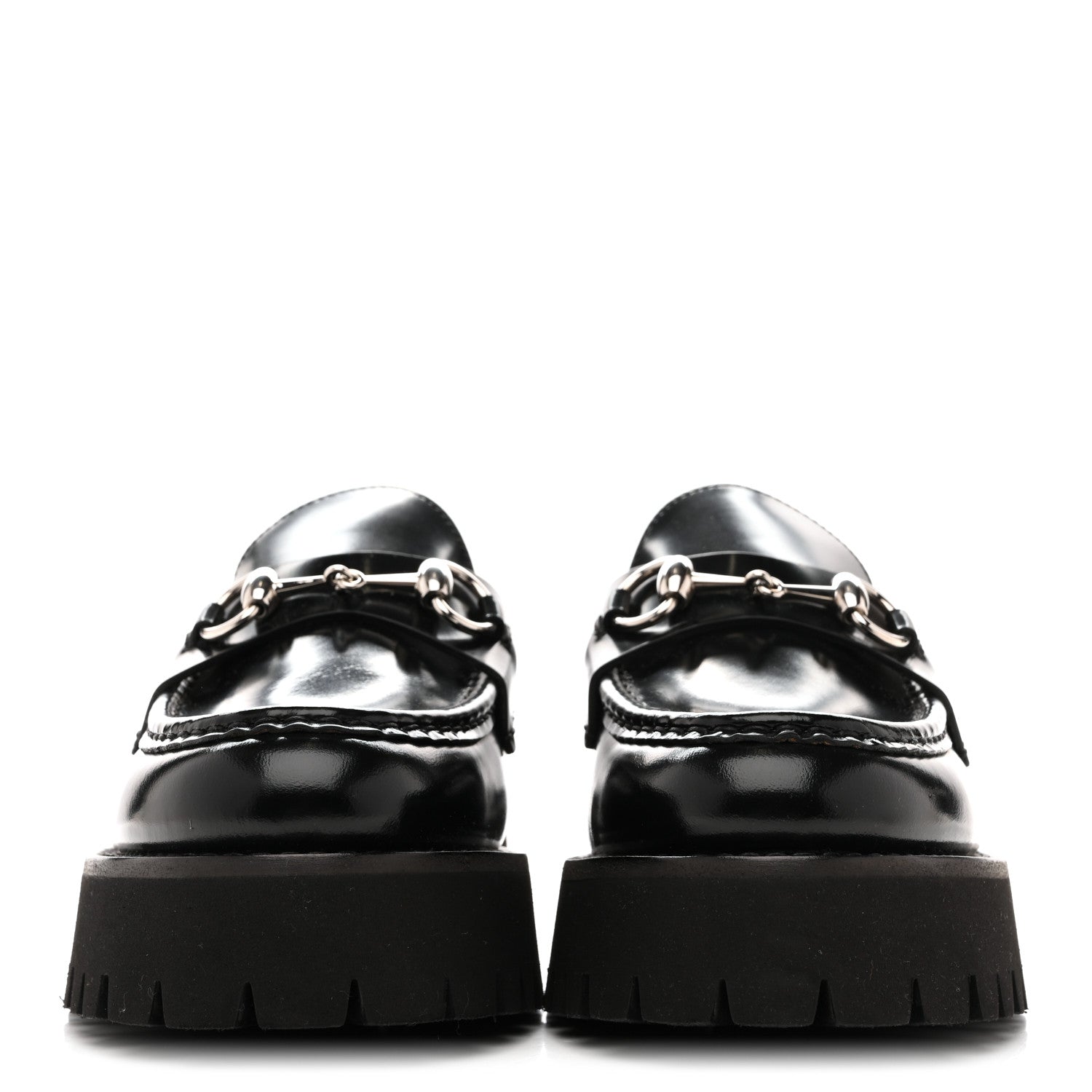 Gucci Cordovan Lux Womens Horsebit 45mm Platform Loafers 39.5 Black 3 of 10