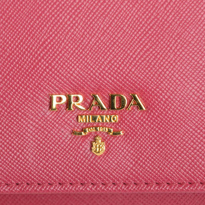 Prada Saffiano Metal Large Chain Wallet Peonia 5 of 12