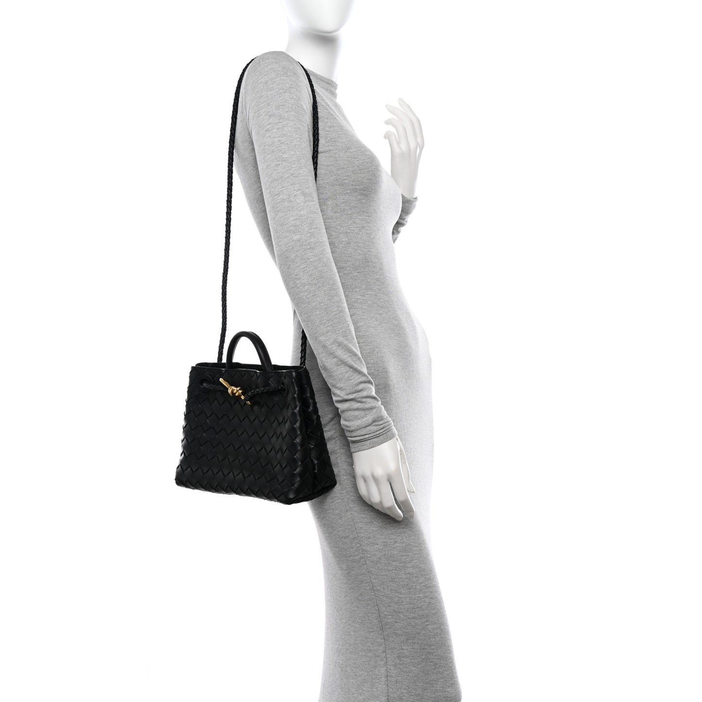 Nappa Intrecciato Small Andiamo Shoulder Bag Black
