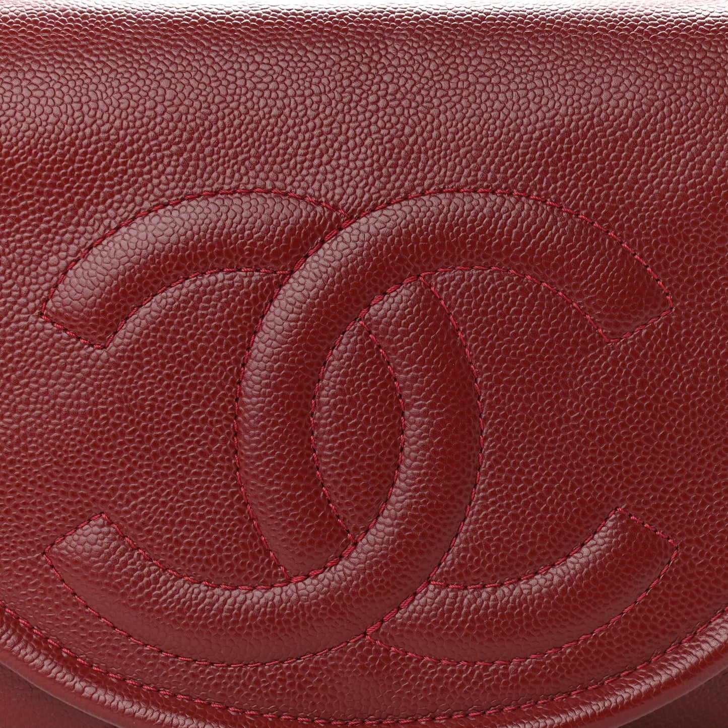 Caviar Large Half Moon Flap Red