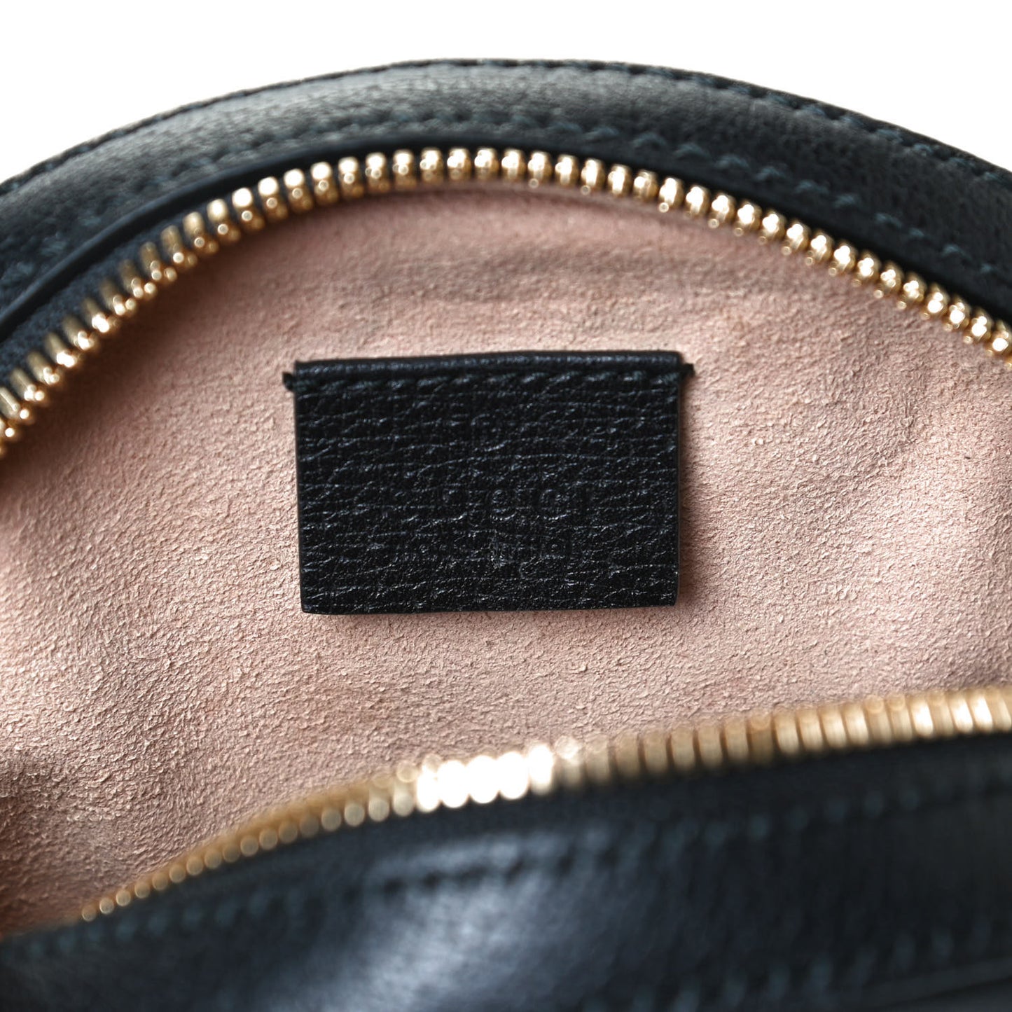 Grained Calfskin Web Mini Ophidia Round Shoulder Bag Black